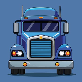 Blue Semi Truck Front View vector