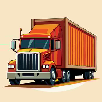 Cartoon Red Semi Truck Illustration vector