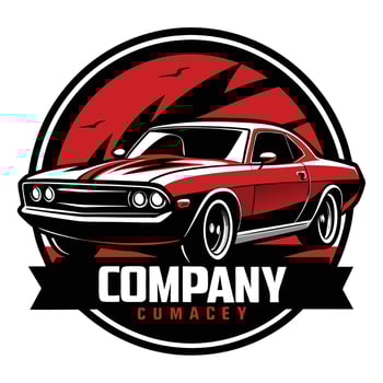 Classic Car Logo Design Red And Black vector