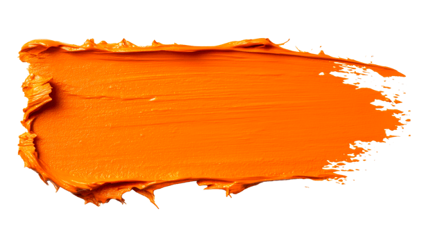 Orange paint stroke texture abstract design element, cut out transparent png