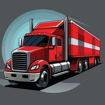 Red Semi Truck Cartoon Style Illustration vector