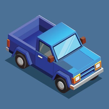 Isometric Blue Pickup Truck Illustration vector