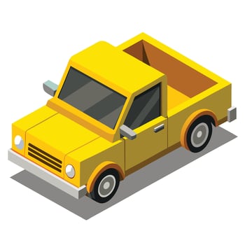 Isometric Yellow Pickup Truck Illustration vector
