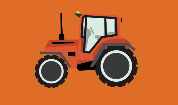illustration of a tractor working in a farm field, symbolizing agriculture, machinery, and efficient farming practices vector