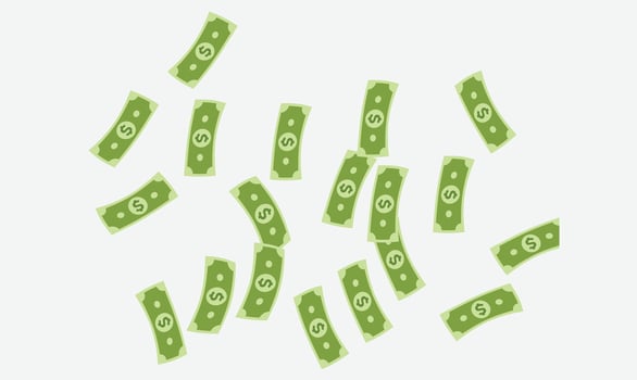 illustration of money bank notes falling from the top, symbolizing wealth, abundance, financial gain, and success vector