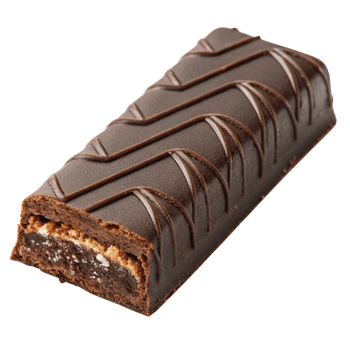 Chocolate Brownie Bar with Caramel Layering and Fudge Drizzled Top png