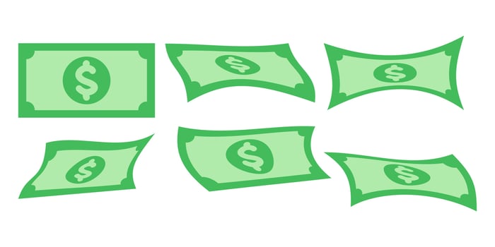 illustration of set dollar currency, green color money vector