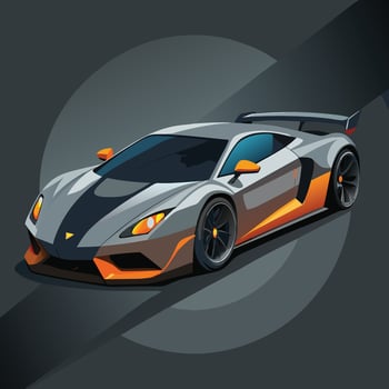 Silver And Orange Stylish Sports Car vector