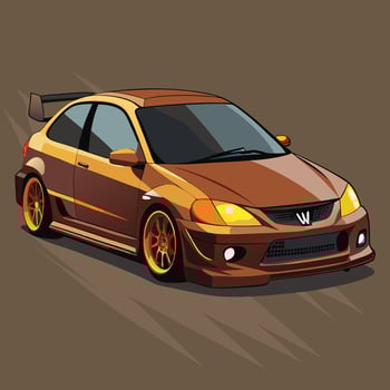 Stylish Brown Jdm Car Cartoon Illustration vector
