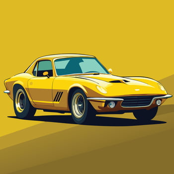 Yellow Classic Car Graphic Illustration vector