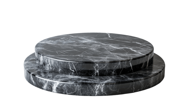 Two-tiered marble podium stand display, cut out transparent png
