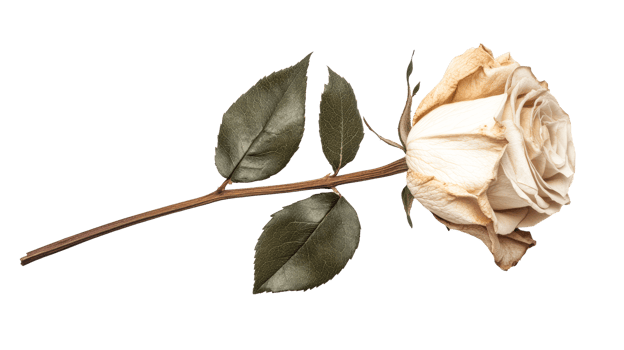 Rose withering, bloom, petals, aging, decay, monochrome, black backdrop, cut out transparent png