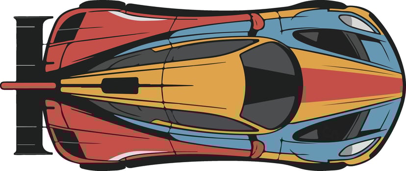 Top View Colorful Race Car - Fast Sports Car Illustration with Bold Design vector