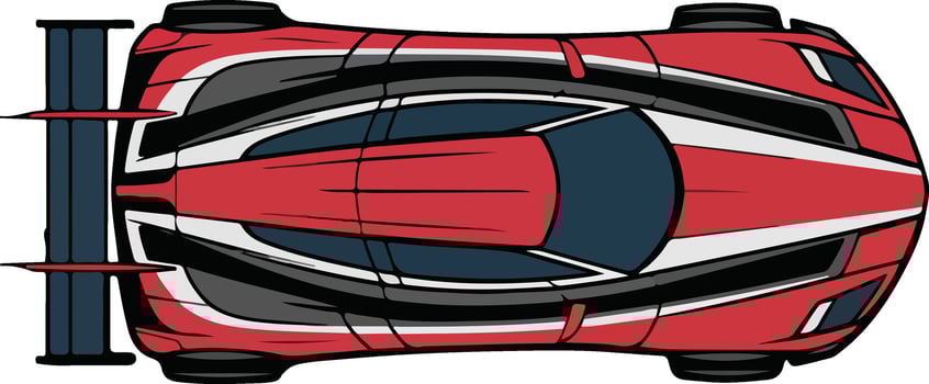 Top View of Racing Sports Car - Fast Red Supercar Illustration in Motion vector