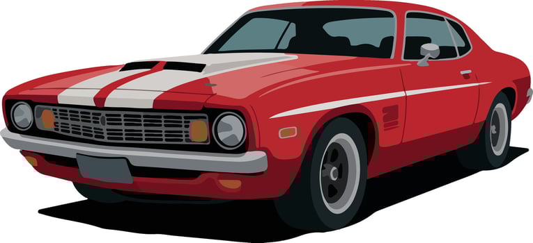 Classic Red Muscle Car - Vintage American Car Illustration with Racing Stripes vector