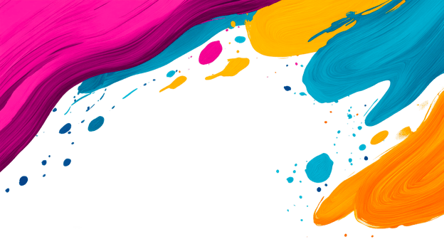 Colorful watercolor brush strokes with black background, cut out transparent png