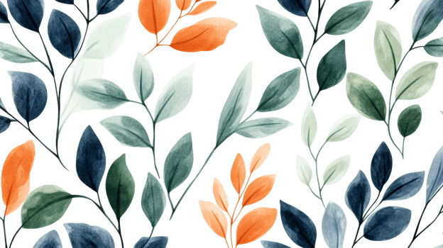 Watercolor foliage artwork on black background, cut out transparent png