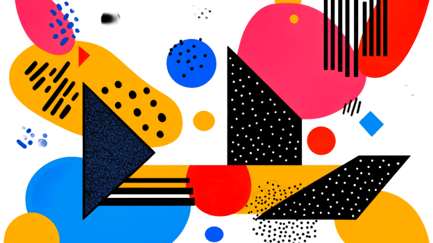 Abstract geometric shapes collage, various colors, compositions, cut out transparent png