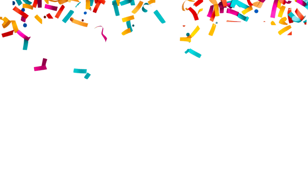 Colorful confetti falling on black background illustration, cut out transparent png