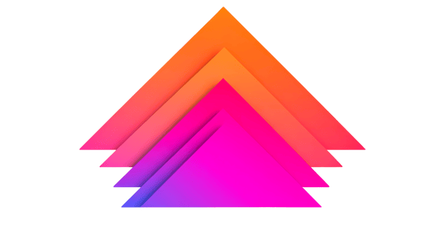 Colorful triangles stacked in an arrow formation, cut out transparent png