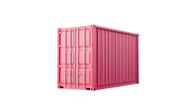 Pink shipping container. Cargo delivery element , cut out transparent png