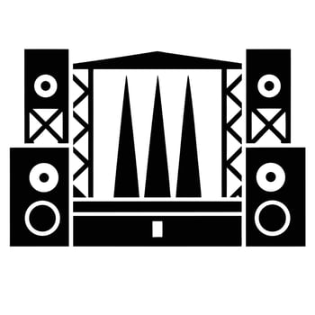 Concert Stage Graphic Illustration With Loudspeakers And Stage Lights vector