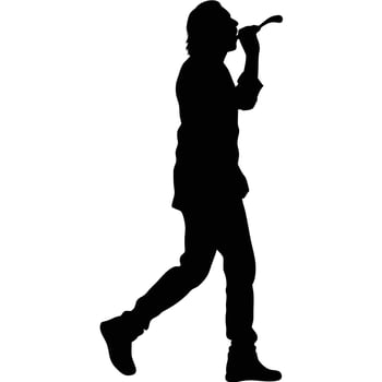 Silhouette Of A Male Singer Holding A Microphone Performing On Stage vector