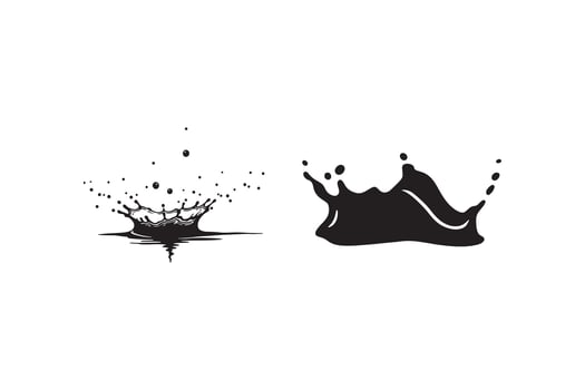 Splashing Water and Ink Drop Silhouettes vector