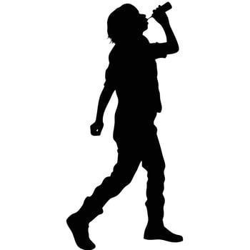 Person Drinking From Bottle Silhouette Walking Isolated On White Background Illustration vector