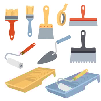 Set of painting tools for DIY projects vector