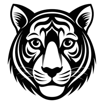 Elegant Black And White Tiger Head Illustration Striking Animal Design Art vector