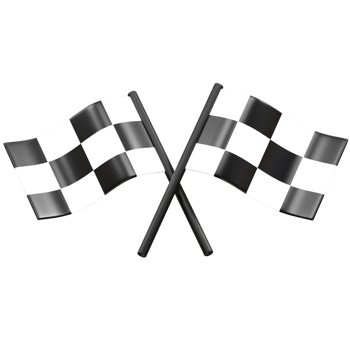 Racing flag icons illustration 3d render. Two finish line flag icon 3d illustration png