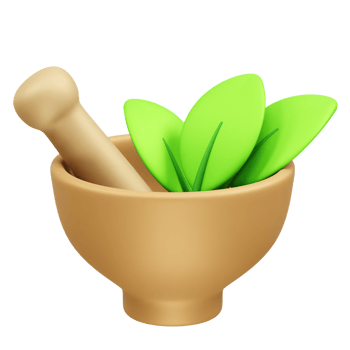 Herbal bowl icon 3d rendering illustration. herbs bowl icon 3d render png