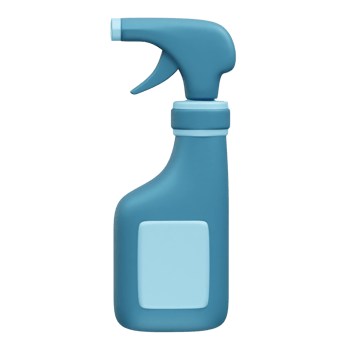 Blue Spray Bottle for Cleaning icon 3d rendering illustration. Spray bottle 3d icon png