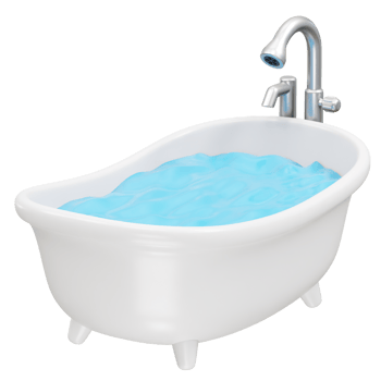 Bathtub with water icon 3d render illustration element png