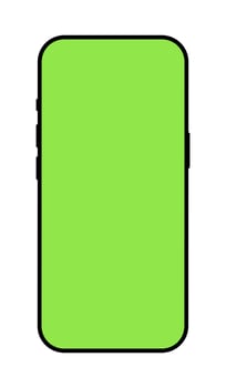 Smartphone frame backdrop. Blank smart phone green screen mockup. Gadget symbol. Device flat front view. Sign for website design, ui, mobile app. Mobile phone black icon isolated on a white background vector