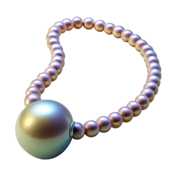 bolcaptivating A single pearl necklace with iridescent sheen, knottesilk thread, soft lighting, isolateon transparent background,high-resolution product photography premium png