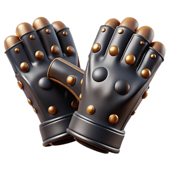 quintessential traditional A pair of fingerless gloves with studdedetails, black leather, dramatic lighting, isolateon transparent background,high-resolution product photography premium png