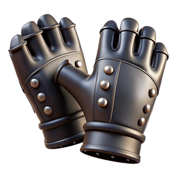 bolgorgeous A pair of fingerless gloves with studdedetails, black leather, dramatic lighting, isolateon transparent background,high-resolution product photography luxury png