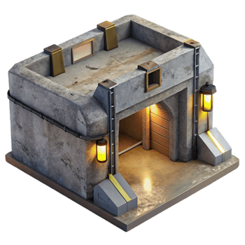 hypnotic mid century An underground bunker, concrete walls, dim artificial light, post apocalyptic style, artisan png