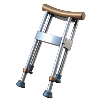 nostalgic radiant Crutches, adjustable height, rubber tips, aluminum frame, render, studio lighting, front view, isolateon transparent background,high-resolution product photography crisp png
