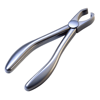 signature art deco Metal forceps with serratetips, soft lighting, top-down view, matte finish, isolateon transparent background,high-resolution product photography premium png