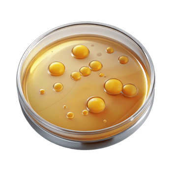 celebrateindustrial Petri dish with agar anvisible bacterial colonies, studio lighting, top-down view, glass finish, isolateon transparent background,high-resolution product photography impeccable png
