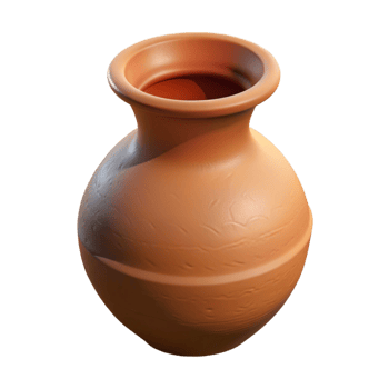 beautiful vintage Earthenware vase with a texturesurface, matte finish, soft lighting, side view, studio photography, isolateon transparent background,high-resolution product photography elite png