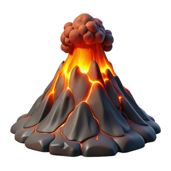 hypnotic industrial A volcanic eruption with molten lava flowing down the mountainside. Dramatic lighting, powerful imagery flawless png