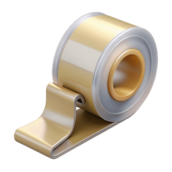 quintessential minimalist Roll of clear packing tape, dispenser included, matte plastic, soft lighting, isolateon transparent background,high-resolution product photography ultra HD png