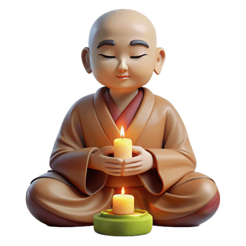 beautiful surreal Portrait of a serene monk meditating in a lotus position, soft candlelight, traditional Chinese painting style top tier png