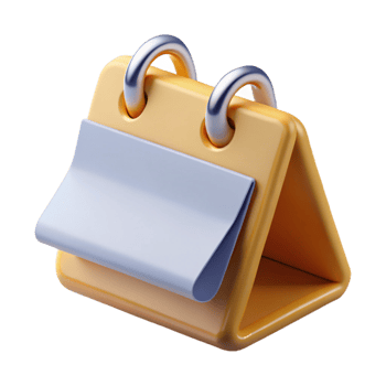 iconic minimalist Desk calendar, flippeopen to current month, wire-o binding, front view, soft lighting, isolateon transparent background,high-resolution product photography high quality png