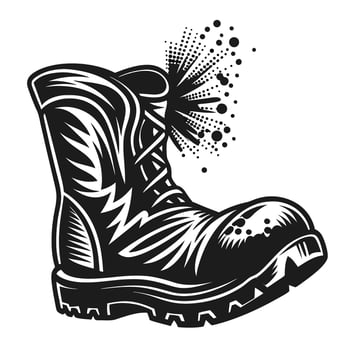 Illustrated protective work boot, safety footwear durable construction gear, rugged and industrial vector