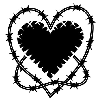 heart encased in barbed wire symbolizing love, pain, and protection vector